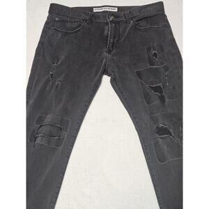 Express Jeans Mens 33x30 Black Rocco Slim Fit Skinny Leg Distress Denim